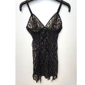 Else Women's Black Baroque Fitted Lace Camisole W/Removable Suspenders Size S